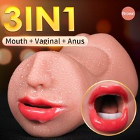 Masturbateur manuel 3 en 1 pour hommes, avec fonctions langue, vagin et bouche, en forme de poupée sexuelle féminine