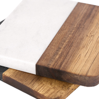 Ensemble de dessous-de-verre hexagonaux, ronds et carrés en marbre blanc naturel et bois d'acacia, résistants à la chaleur, pour la maison, la cuisine et le bar