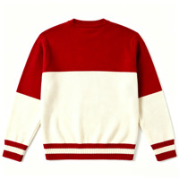 Pull tricoté décontracté pour homme, style universitaire de luxe, avec broderie de blason en forme de cœur et motif graphique de lettres universitaires, coupe oversize