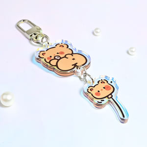 귀여운 플라스틱 사용자 정의 모양의 양면 애니메이션 아크릴 UV 인쇄 무지개 열쇠 고리 액세서리 스탠드 전화 매력 열쇠 고리 - Product Image 1