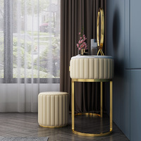 Miroir de coiffeuse moderne éclairé et extensible en bois massif et acier inoxydable pour chambre, appartement, hôtel, mobilier de maquillage