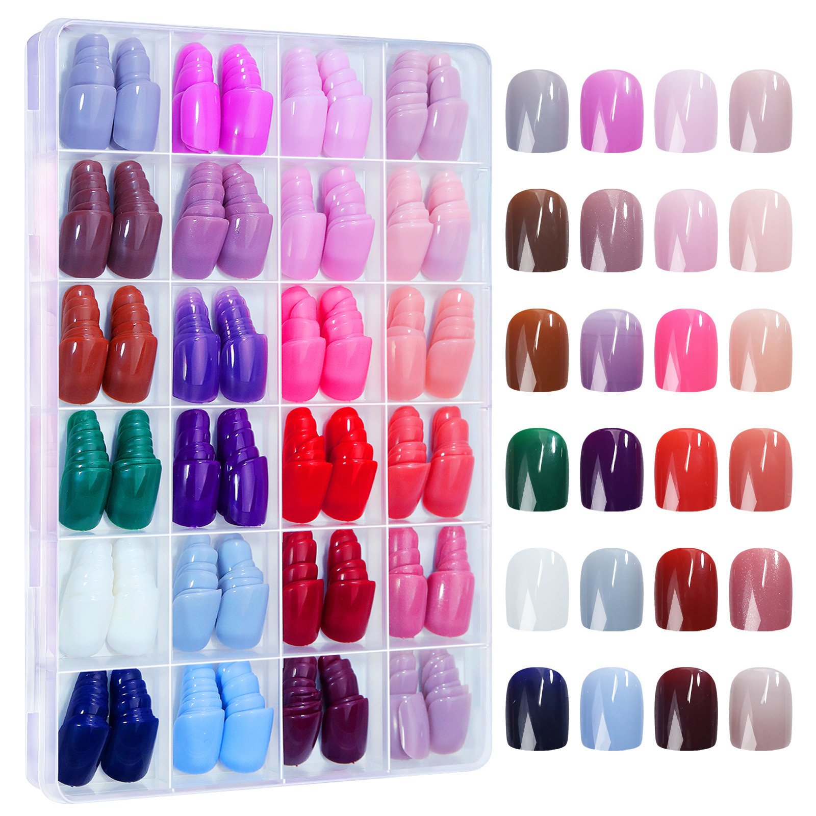 24 uñas de colores mixtos en rejilla 07