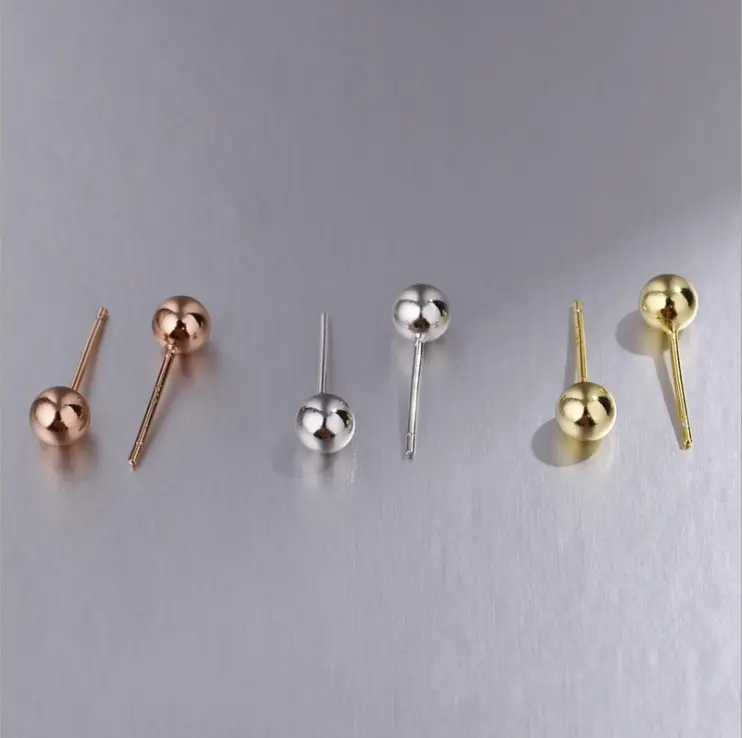 Rainbowking Anting-Anting Minimalis, Set Kacang Polong Kecil Perak Murni 925 Inci Perhiasan Gioielli