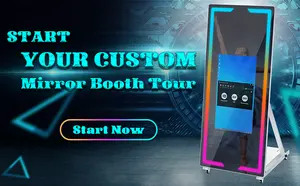 Portable Touch Screen Standing Europe Round Magic Selfie Arch Wholesale Beauty Mirror Photo Booth With Camera And Printer