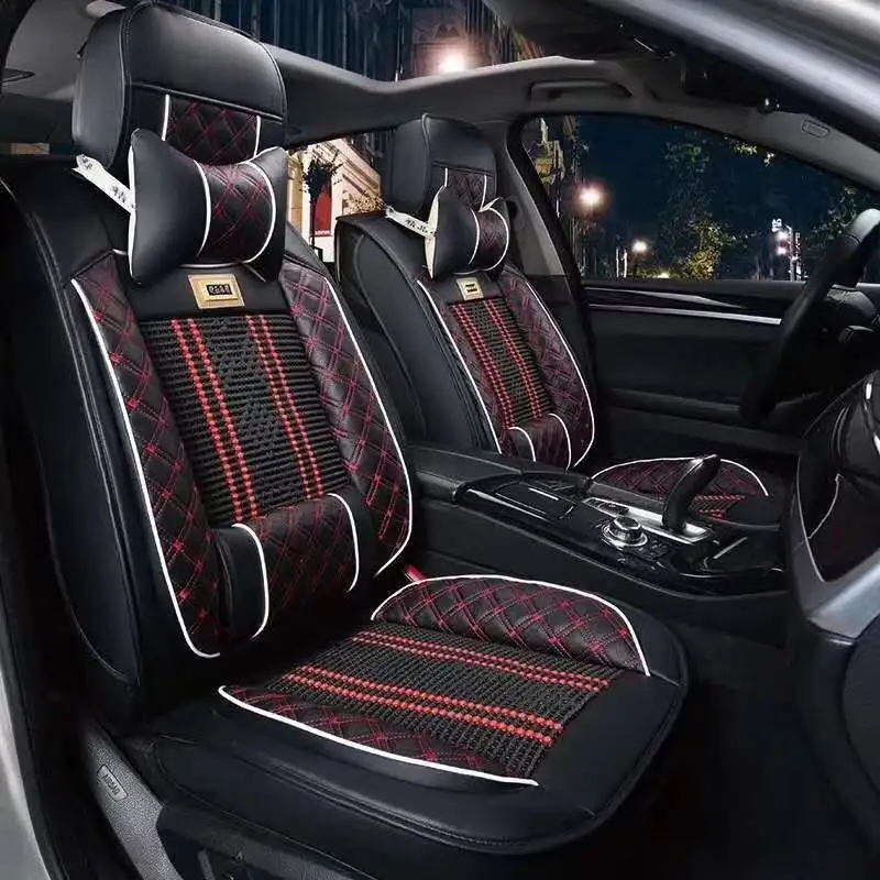 Car accessories Universal luxury leather car seat cushion automotive vehicle cushion cover Breathable Car Seat Cover interior 6D