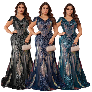 Robe de soirée élégante et respirante anti-statique pour l'été, col en V, sans manches, coupe sirène, pour mère de la mariée - Product Image 1