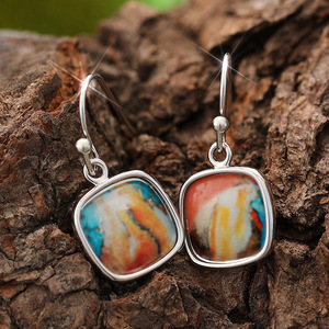 Orecchini Pendenti Geometrici Colorati per Donne, Gioielli Artistici Vintage di Tendenza - Product Image 5