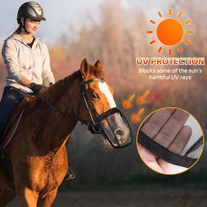 Couvre-moustiquaire pour nez de cheval, maille respirante noire pour l'équitation - Product Image 3