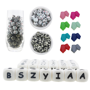 Vente en gros de bracelets porte-clés arc-en-ciel pour bébés, perles en silicone de qualité alimentaire sans BPA, lettres pour la dentition, alphabet - Product Image 4