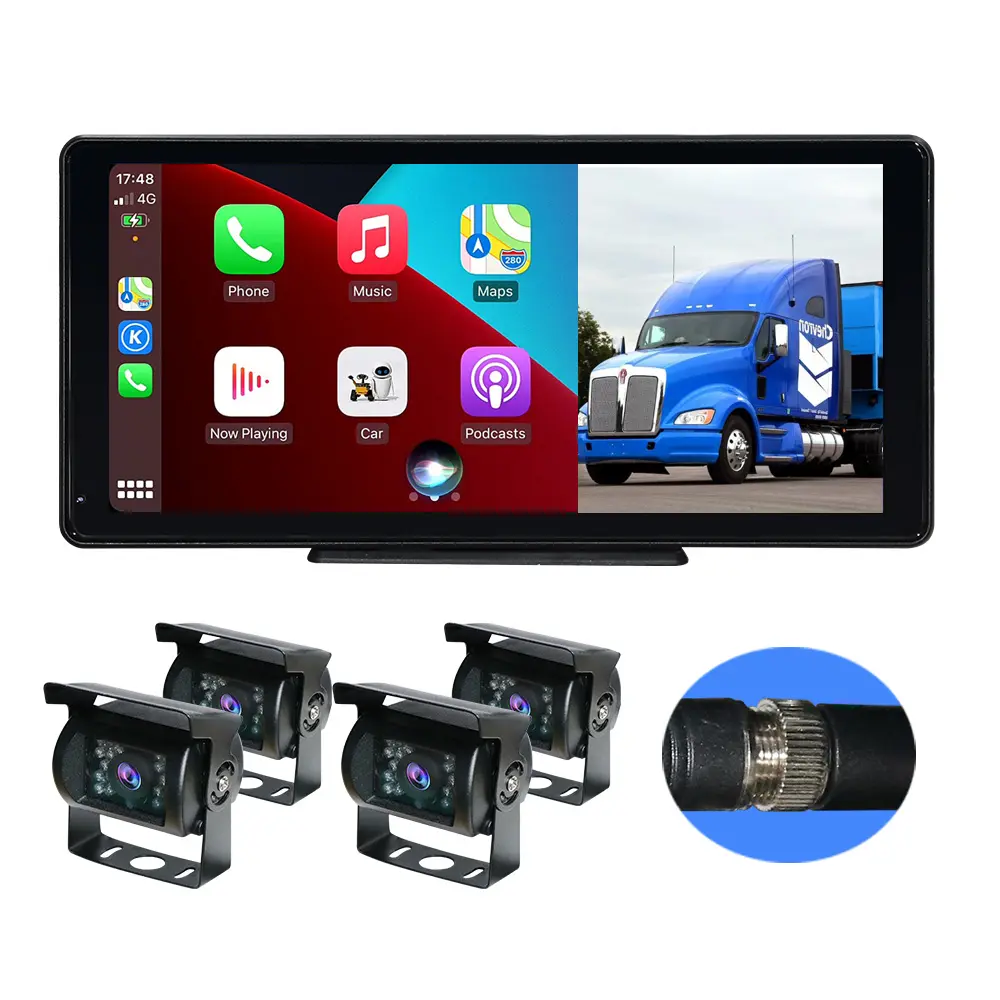 4CH AHD 1080P 360 ajuda reversa caminhão sistema de segurança portátil Android Headrest Touch Screen 10.36 Polegada MP5 USB Car Monitor