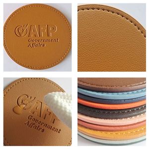 Custom Printing Coffee <b>Cup</b> <b>Mat</b> With Logo Wholesale Blank PU Leather Coaster for Drinks Promotional Gift - Product Image 5