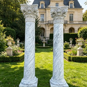 Colonnes décoratives modernes intérieures/extérieures, sculptées à <span class=keywords><strong>la</strong></span> main en pierre naturelle beige, piliers romains en marbre féminins pour hall - Product Image 6