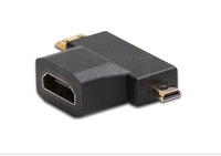Expédition rapide Adaptateur HDMI femelle 2 en 1 1080P Micro HDMI/Mini HDMI mâle plaqué or Câble torsadé CCS Audio Vidéo