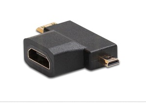 Expédition rapide Adaptateur <span class=keywords><strong>HDMI</strong></span> femelle 2 en 1 1080P <span class=keywords><strong>Micro</strong></span> <span class=keywords><strong>HDMI</strong></span>/<span class=keywords><strong>Mini</strong></span> <span class=keywords><strong>HDMI</strong></span> mâle plaqué or Câble torsadé CCS Audio Vidéo - Product Image 2