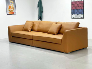 أريكة عصرية مربعة من الجلد الصناعي بمقعد واحد/اثنين/ثلاثة/أربعة مقاعد مع وسائد مربعة وأرجل من الفولاذ المقاوم للصدأ، أثاث متين لغرفة المعيشة - Product Image 5