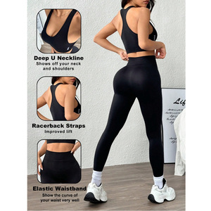 Conjunto Deportivo para Mujer: Sujetador Deportivo y Leggings de Cintura Alta con Control de Abdomen y Efecto Levanta Glúteos, para Fitness, Yoga, Gimnasio y Entrenamiento, Conjunto Atlético de Dos Piezas - Product Image 1