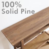 Table console en bois massif de style rustique et bohème avec étagères en rotin - Design ouvert à 3 niveaux pour entrée, salon, hall d'entrée (Chine)