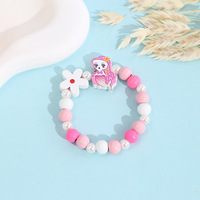 Bracelet en perles de bois pour enfants, motif animal, cadeau de rentrée scolaire, bracelet de princesse sirène pour filles de maternelle