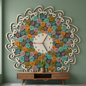 Horloge murale ronde bohème, motif géométrique abstrait, analogique, quartz, silencieuse, décoration de salon - Product Image 5