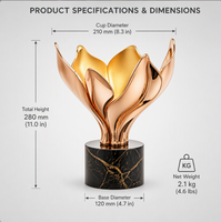 Trophée en métal doré rose avec logo gravé, récompense polie pour événements sportifs, cérémonies d'entreprise et célébrations