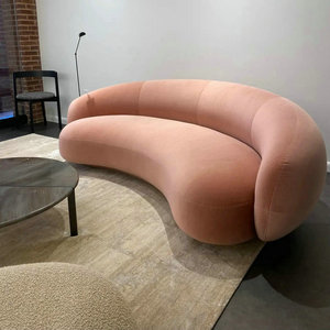 Design italien courbe Julep Sofa Chaise Longue Sofa crème velours Salon Meubles de maison - Product Image 6