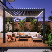 Pergola bioclimatique motorisée en aluminium 3x3, revêtement poudré, couverture de patio et balcon, toit à lames orientables, pergolas à lames motorisées