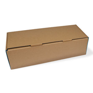 Kraft Brown Wellpappe Versand verpackung Box mit blauer Farbe innen und weißer Folie Stempel geprägt und matt laminiert - Product Image 3
