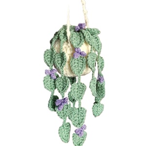 Nouveau produit transfrontalier 2026 : Pendentif moderne en coton et <span class=keywords><strong>laine</strong></span> tricoté à la main, motif feuille de fleur, pour rétroviseur de voiture, produit fini, vente en gros - Product Image 1