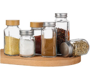 Frascos de Vidrio para Almacenamiento de Especias de 120 ml (4 oz) con Tapa de Bambú, Botella Cuadrada para Almacenamiento de Alimentos, Acceso con Tarjeta Magnética - Product Image 6