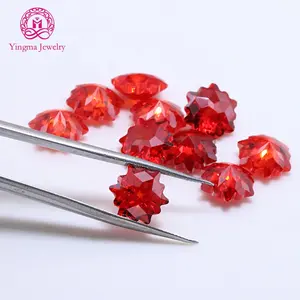 Lab Created Synthetic Zircon Stone Snow Flower Shape 10*10 MM Padma Color Loose CZ Gems Snowflake Cubic Zirconia For Jewelry