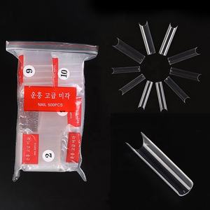 500 unids/bolsa Venta caliente estilo francés grande tipo C Nail Art transparente manguera larga parches para <span class=keywords><strong>uñas</strong></span> puntas artificiales para <span class=keywords><strong>uñas</strong></span> - Product Image 4