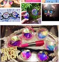 Lunettes de mode Rave hommes forme ronde kaléidoscope lunettes de soleil femmes fête prisme psychédélique lentille diffractée lunettes de soleil plastique CE