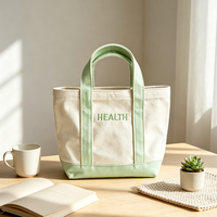 Tas Kanvas Katun Reusable Kawaii Mini Tote dengan Kantong Multi Warna 12oz Tas Belanja Mini Tas Tote Anak Lucu Logo Bordir