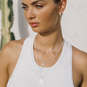 Gemnel Vintage 925 Perak Murni 18K Emas Vermeil Pohon Palem Persegi Liontin Kalung - Product Image 3