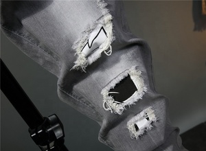 RTS-Pantalones vaqueros de marca para hombre, jeans de diseño moderno de pierna pequeña con agujeros <span class=keywords><strong>rotos</strong></span>, jeans de moda para hombre, 2021 - Product Image 5