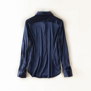 เสื้อเบลาส์ผ้าไหมหม่อนสำหรับผู้หญิงสีทึบแขนยาวผ้าซาตินด้านหน้าดีไซน์เรียบง่ายชุดทำงานสำนักงานแบบลำลอง - Product Image 2