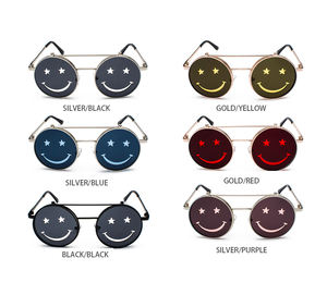 Occhiali da Sole Flip Double Stile Harajuku 3321 con Faccina Sorridente per Uomo e Donna, Montatura <span class=keywords><strong>in</strong></span> Metallo Oro e Argento, Occhiali Alla <span class=keywords><strong>Moda</strong></span> per Feste - Product Image 6