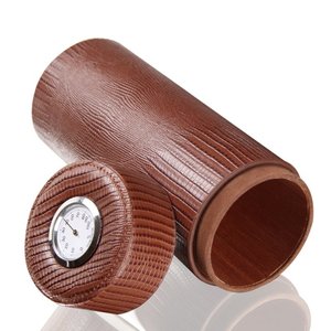 Xi Lanh Cedar Lining Xách Tay Du Lịch Da Xì Gà Humidor Trường Hợp Với Ẩm Kế - Product Image 4