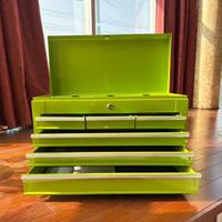 Armoire à outils à double couche, robuste, à 4 roues, avec poignées