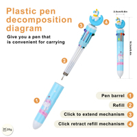 Vente en gros 10 couleurs stylo à bille de couleur mignonne avec tête de licorne d'animal en silicone Kawaii pour enfants étudiants