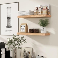 Lot de 2 étagères murales flottantes modernes en olivier recyclé, étagères en bois massif écologiques avec supports cachés pour la décoration et le rangement de la maison