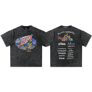 Maglietta Rock Band Vintage primavera/estate 2025 nuova collezione di Tour del sabato nero 100% cotone vecchio stile pesante Hip Hop lavato - Product Image 1