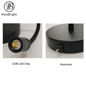 Trong nhà 360 ° xoay 3W COB dẫn đọc Tường Đèn nhôm tường ánh sáng bên cạnh đèn đọc sách với chuyển đổi cho phòng ngủ phòng khách - Product Image 3