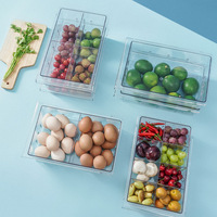 Organisateur de réfrigérateur pour aliments, séparateur de tiroir suspendu réglable en plastique PET transparent pour cuisine, 8 compartiments