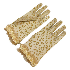 Động vật sexy in găng tay UV bán Sheer Nylon cổ tay ngắn da báo đen in ren vải tuyn găng tay - Product Image 4