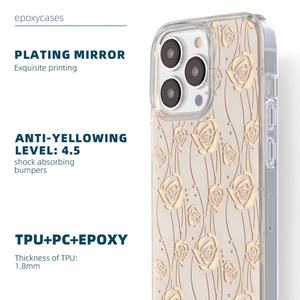 UV Printing Gold Rose Mirror Phone Case for iphone 13 Phone Case Mirror for iPhone 15 Pro Max Back <b>Cover</b> for Girls - Product Image 4