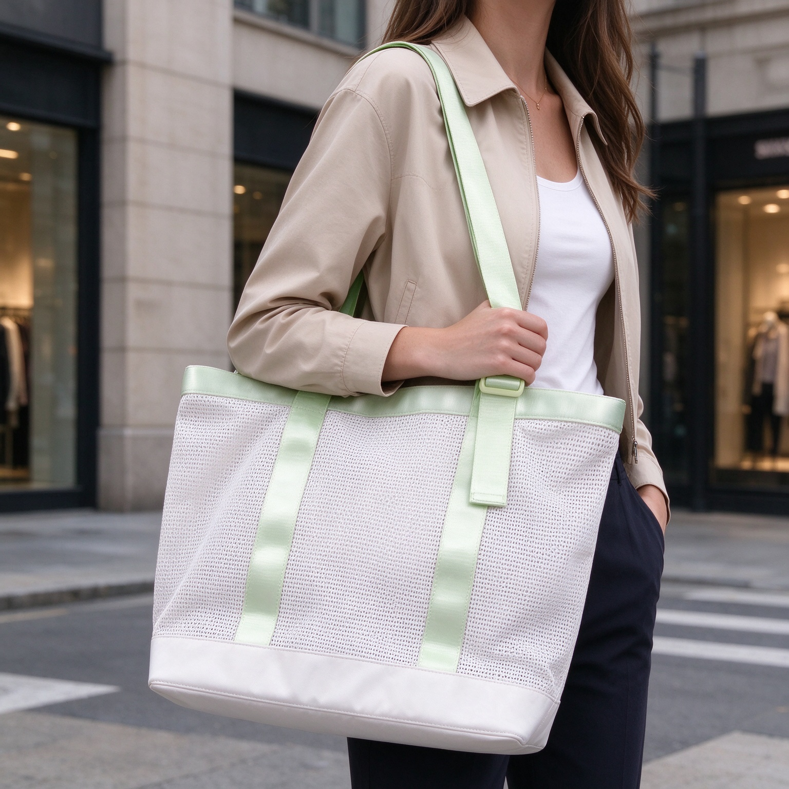 Mesh Tote Bag for Women Zipper Closure Two