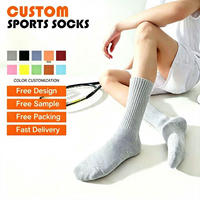 Chaussettes en coton personnalisées avec logo, chaussettes de sport décontractées, impression et broderie pour hommes et femmes, chaussettes antidérapantes pour le Pilates