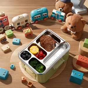 304 personalizzato in acciaio inox 5 vano Bento Box metallo a prova di perdite contenitore per il pranzo di conservazione degli alimenti per i <span class=keywords><strong>bambini</strong></span> - Product Image 4