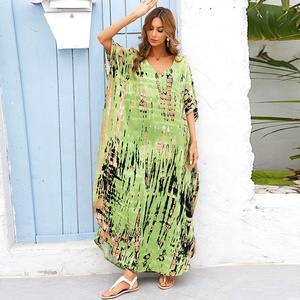 Abiti Caftano Taglie Forti, Copricostume Hawaiano, Abbigliamento da Spiaggia Modesto, Bikini Boho, <span class=keywords><strong>Vestito</strong></span> Kaftano a Righe Stile Marocchino - Product Image 5